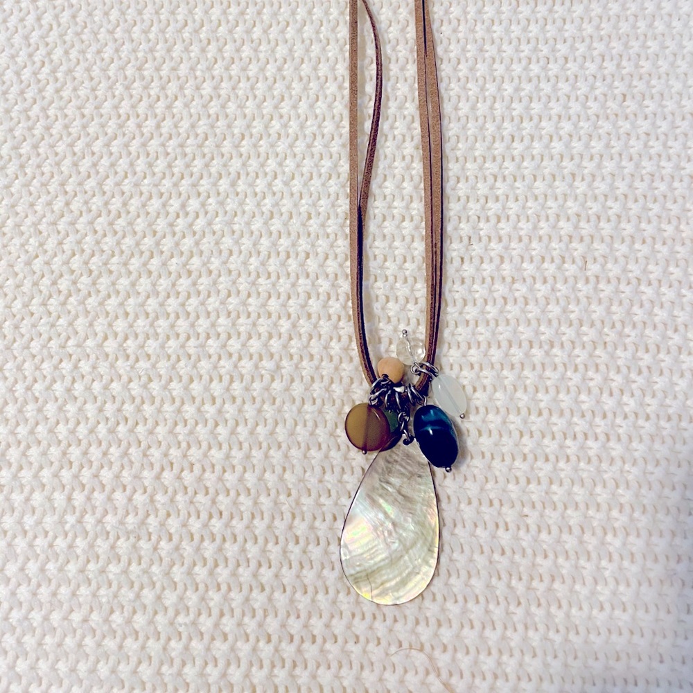 Leather cord pendant necklace